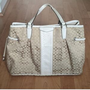 Coach Elegant Beige and White Tote Bag